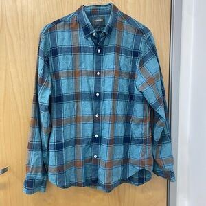 Bonobos Teal and Brown Plaid Casual Shirt